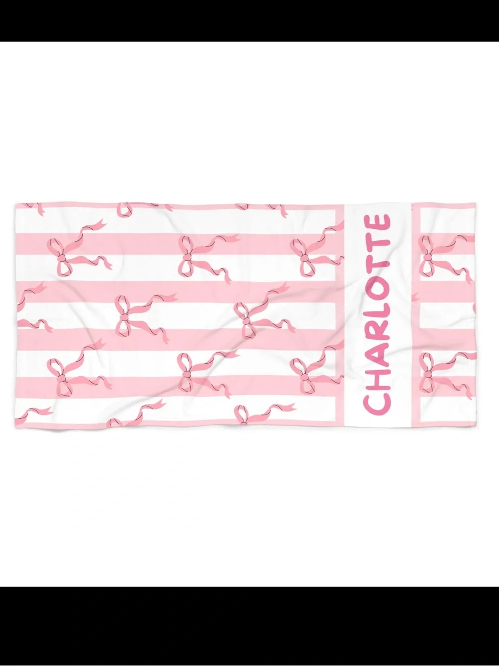 Personalized (Jewel) Pink & White Striped Beach Towel with Bows